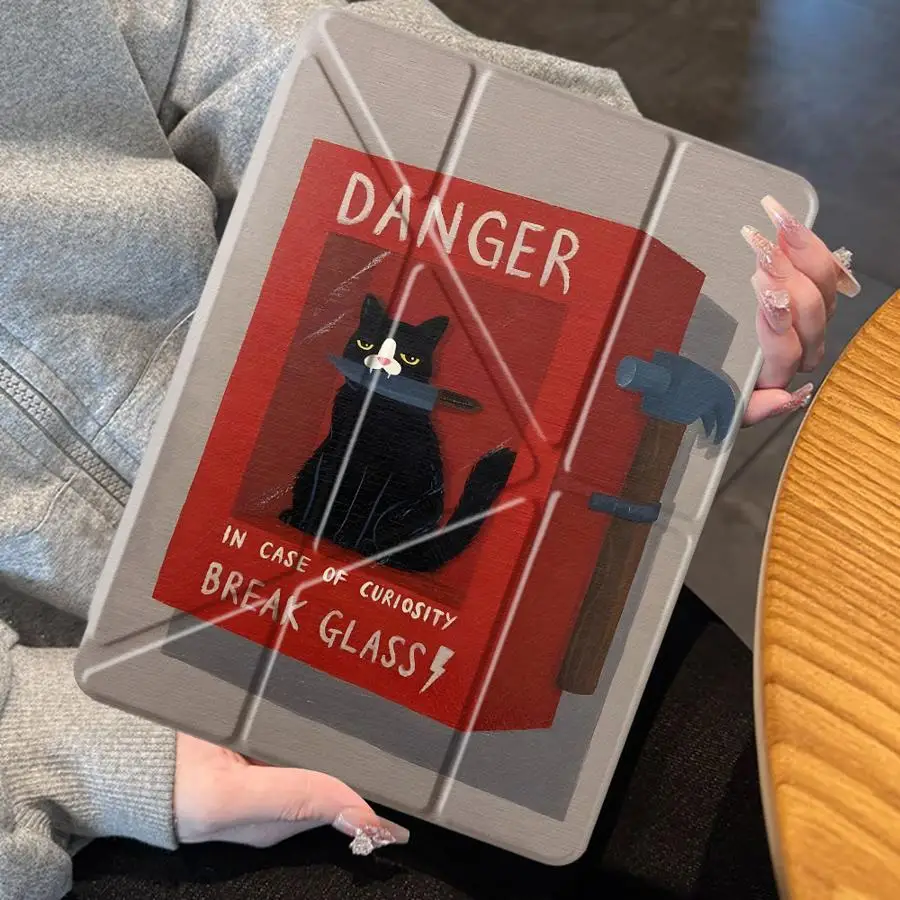 Creative Cat Drinking Alcohol Cool Case for Apple iPad 12th 9th Pro M4 13 2025 2026 Air 8 M2 M3 3 Mini 7 6 5 11th 10th Gen with