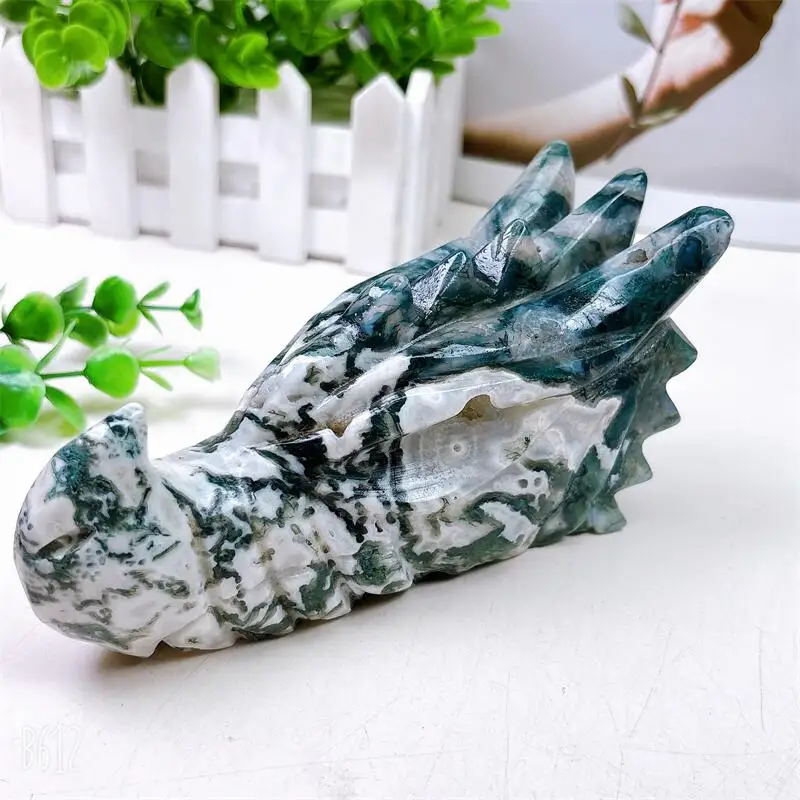 

Natural Labradorite Dragon Skull Carving Healing Fengshui Reiki Gemstone Crafts Wicca Decoration Holiday Gift 1PCS