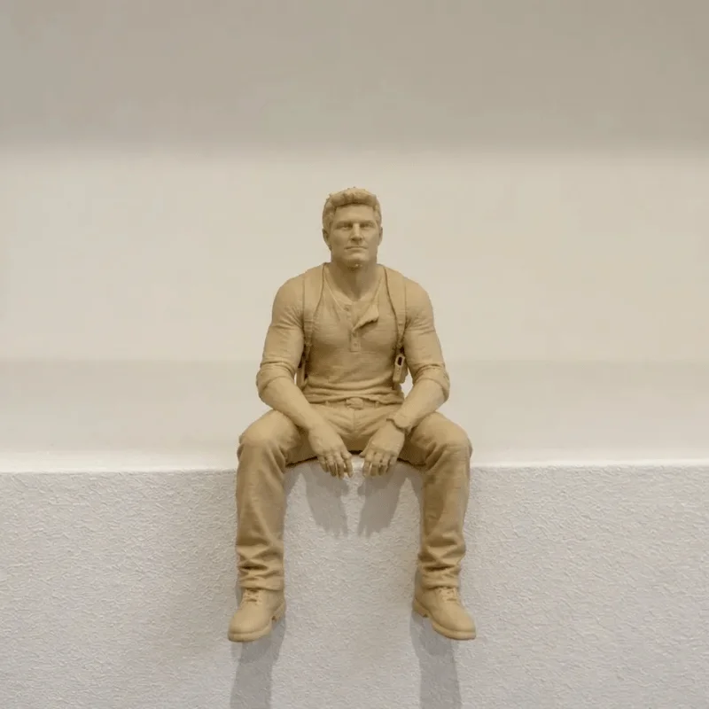 1/3 Piece Set of Beige Explorer Sitting Statue Ornaments, Creative Sitting Figure for Bookshelf or Table Edge, Industrial Style Home Desktop Decoration, Vintage Adventurer Personalized Soft Decor Crafts, Christmas and