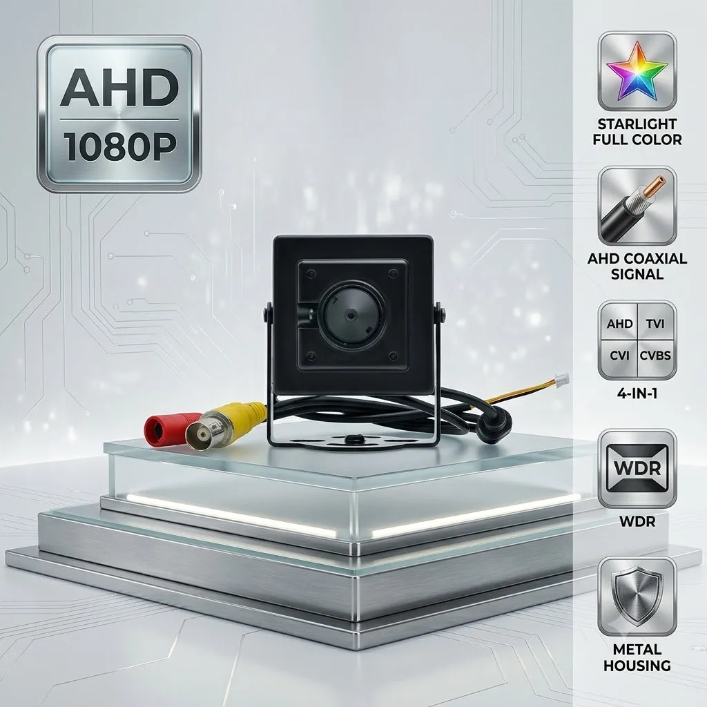 IMX323 AHD 2MP 1080P Cone Metal Mini CCTV Camera 3.7mm Wide Angle Lens IMX323 Startlight Module for Home Car RV Shop Office