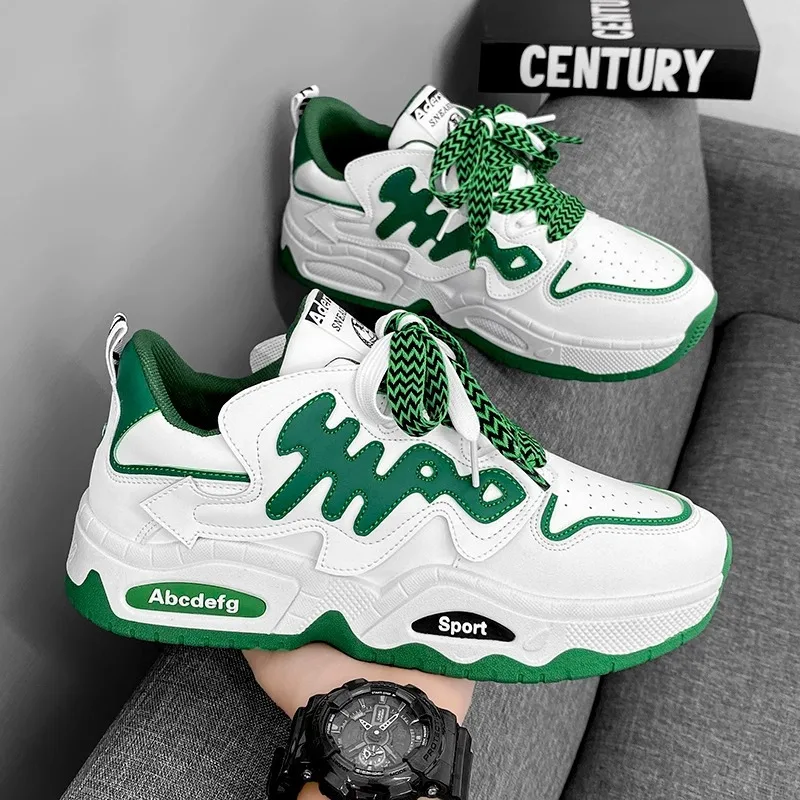 أحذية رياضية للجري للرجال، أحذية تزلج كاجوال، منصة مشي مسامية، أحذية رياضية عصرية، نعل سميك، زيادة الارتفاع