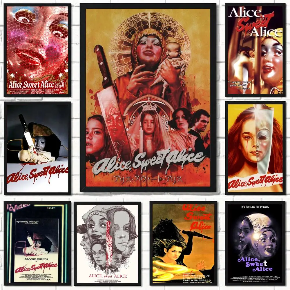 classic movie A-Alice Sweet Alice-E Poster Self Adhesive Wall Decor for Modern Home Cafe Office and Bar