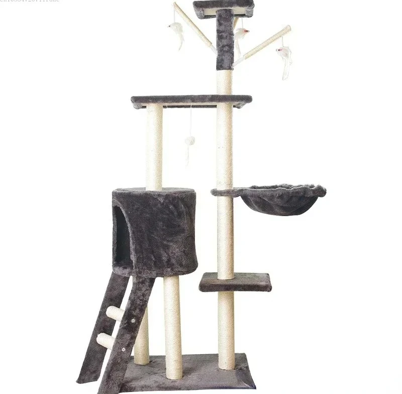 Cat Climbing Frame Integrated Nest Cat Tree Tower Shelf Large Sisal Toy Jumping Platform Scrapers Cats Toys for Pet Products