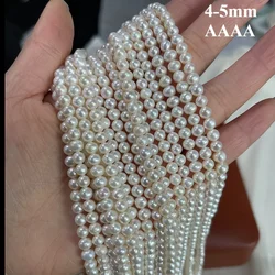 4-5mm 4A Natural Freshwater Pearl White Round High Quality Isolated Bead Women Jewelry Make DIY Necklace Bracelet Accessories
