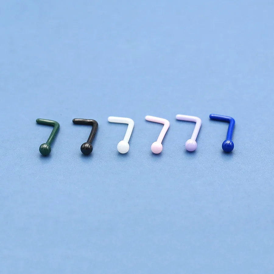 Small Ceramic Needle With Resin L Shape Design Multi For Choose Anti-allergic Fashion Jewelry