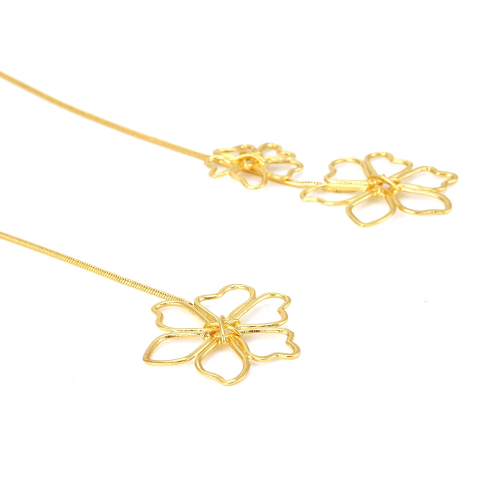 New Flower Earring Necklace Party Jewelry Set for Woman Gift Wholesale