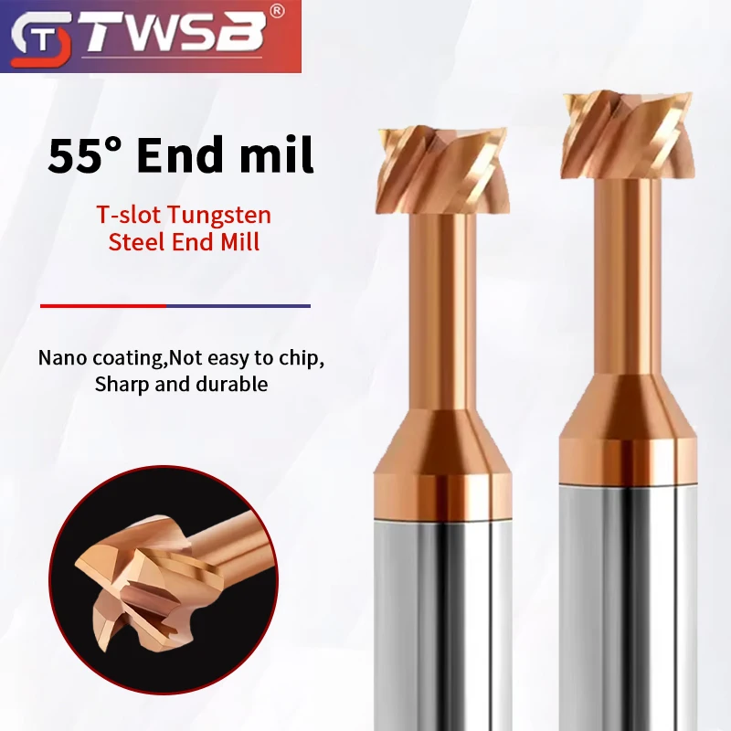 

Фреза с Т-образными пазами из вольфрамовой стали, 4-зубая концевая фреза с Т-образным пазом с твердосплавным покрытием для стали, инструмент для обрабатывающего центра с ЧПУ