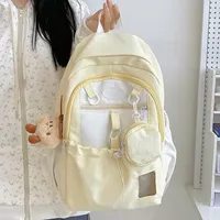 Casual Star Pattern Large Capacity Backpack for Middle School Girls High School Students Stylish Nylon Double Shoulder Bag