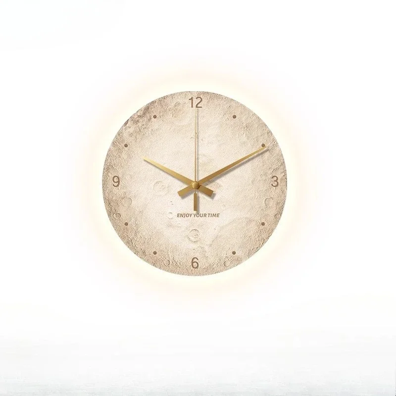 #modern living room background wall decorative painting clock luminous dining room French cream wind porch hanging painting home