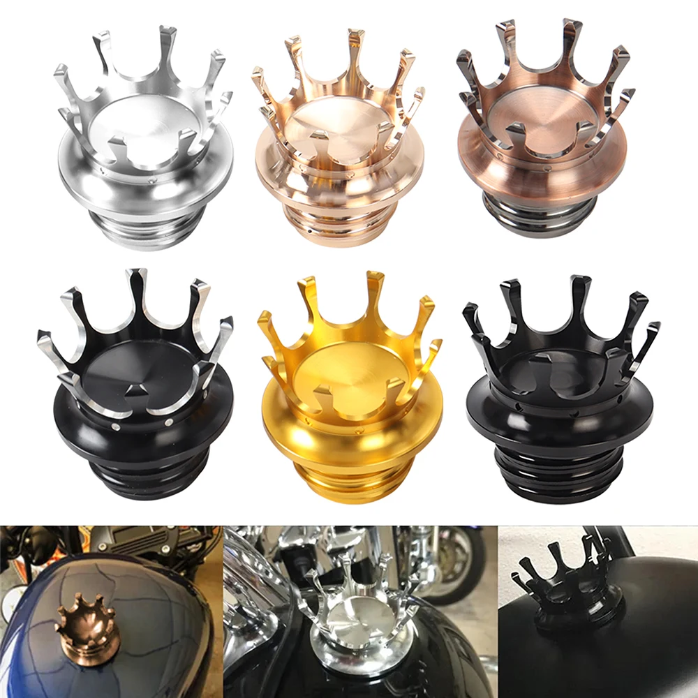 Crown Style Oil Fuel Tank Cover Motorcycles Vented Gas Cap For Harley Sportster 1200 XL 883 Road King FLHR Softail Dyna Touring