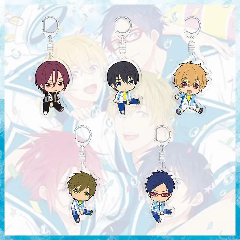 Anime Free! Matsuoka Rin Petanko Ver Q-Style Human-shaped Acrylic Pendant Keychains Bag Decorations