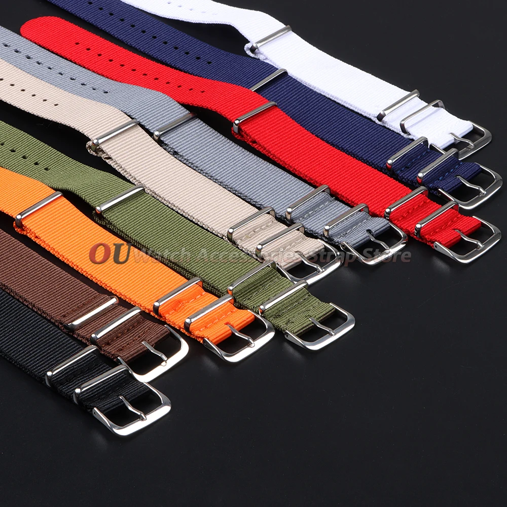 12mm 14mm 16mm 18mm 20mm 22mm 24mm Canvas Nylon Uhrenarmband Universelles Herren-Uhrenband Einteiliges Schlaufenarmband Damen Herren Armband – Detail 2
