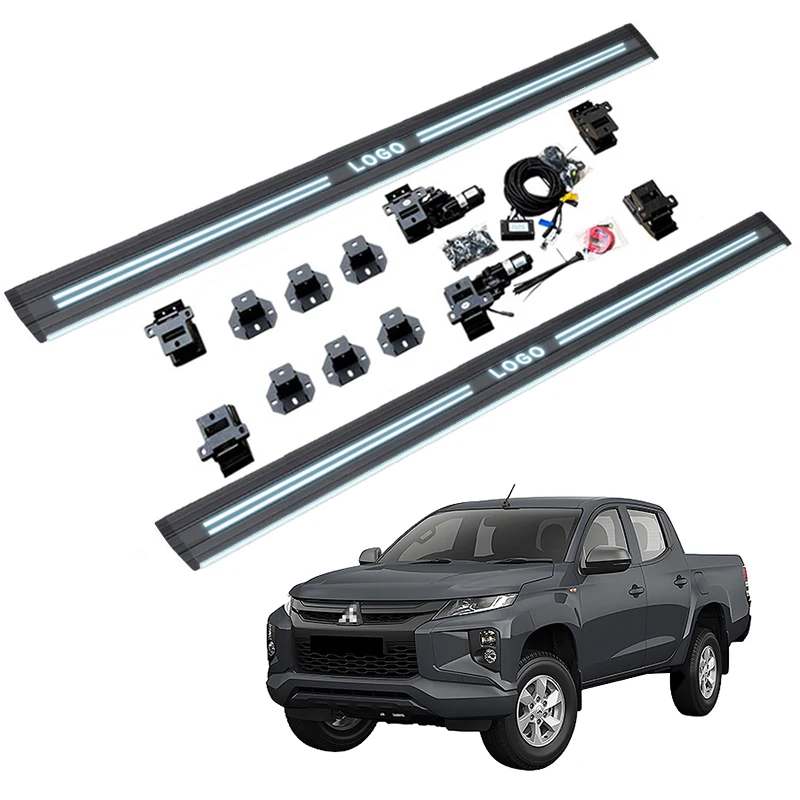 

Wear Resistant Aluminum Running Board Automatic Electric Power Side Step Dual Lights for Mitsubishi TRITON Crew Cab 2024+