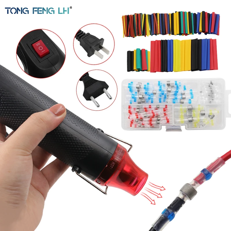 Pistola de Calor de ar Quente com Temperatura Ajustável Mini Kit de Ferramentas Encolher Tubulação Envoltório de Solda Carimbo Borracha de Plástico Faça Você Mesmo 220v