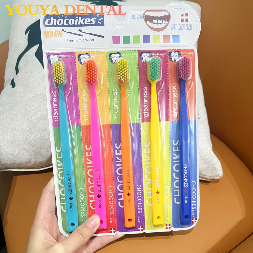 5-teiliges, ultraweiches Mikrofaser-Zahnbürsten-Set, hochdichte manuelle Zahnbürste im Schweizer Stil, sanfte Reinigung und Zahnfleischpflege, Heimset
