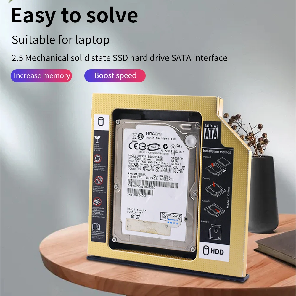 TISHRIC Hdd Caddy Optibay SATA 3.0 2.5 SSD Hdd Case 9.5/12.7 مللي متر الألومنيوم القرص الصلب الضميمة لأجهزة الكمبيوتر المحمول CD/DVD-ROM خليج بصري