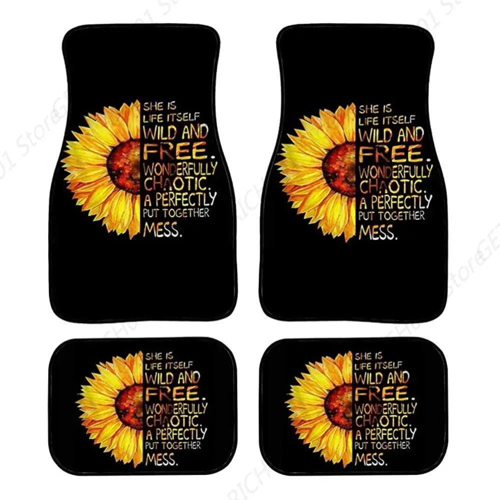 

Juego Alfombrillas Goma Resistentes Con Diseño Girasol Elegante, 4 Uds., Alfombras Protección Contra Todo Tipo Clima Para C