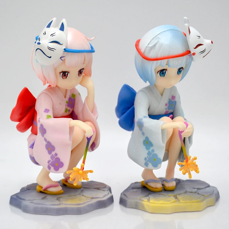 2pcs/set Re:ZERO Starting Life in Another World Ram/Rem Anime Girl Figure Childhood Summer Memories Action Figure Model Toy Gift