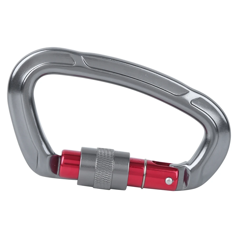 Outdoor Aluminium Alloy D Lock Hammock Backpack Cable Loop Rock Climbing Carabinergray