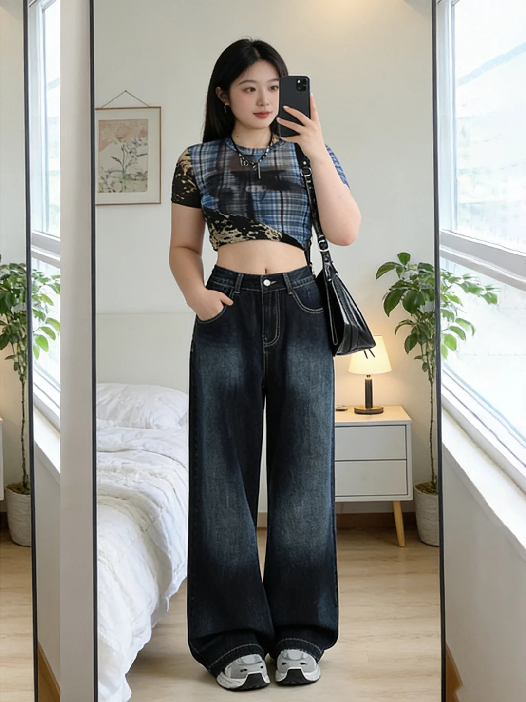 

High Waist Wide Leg Jeans plus Size Women's Loose Straight Cut Pants Comfortable Casual Trousers for Pear aped Body