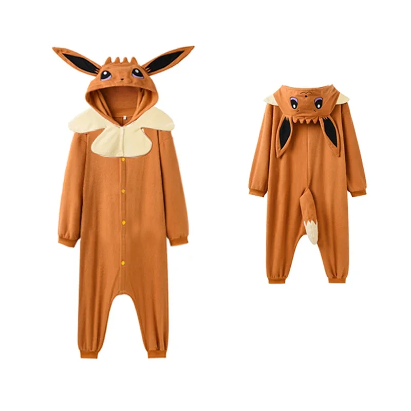 2025 New Eeveee Onesies Cartoon Kigurumi Kids Pajamas Cosplay Costum For Christmas One-Piece Warmable Sleepwear Anime Home ly98