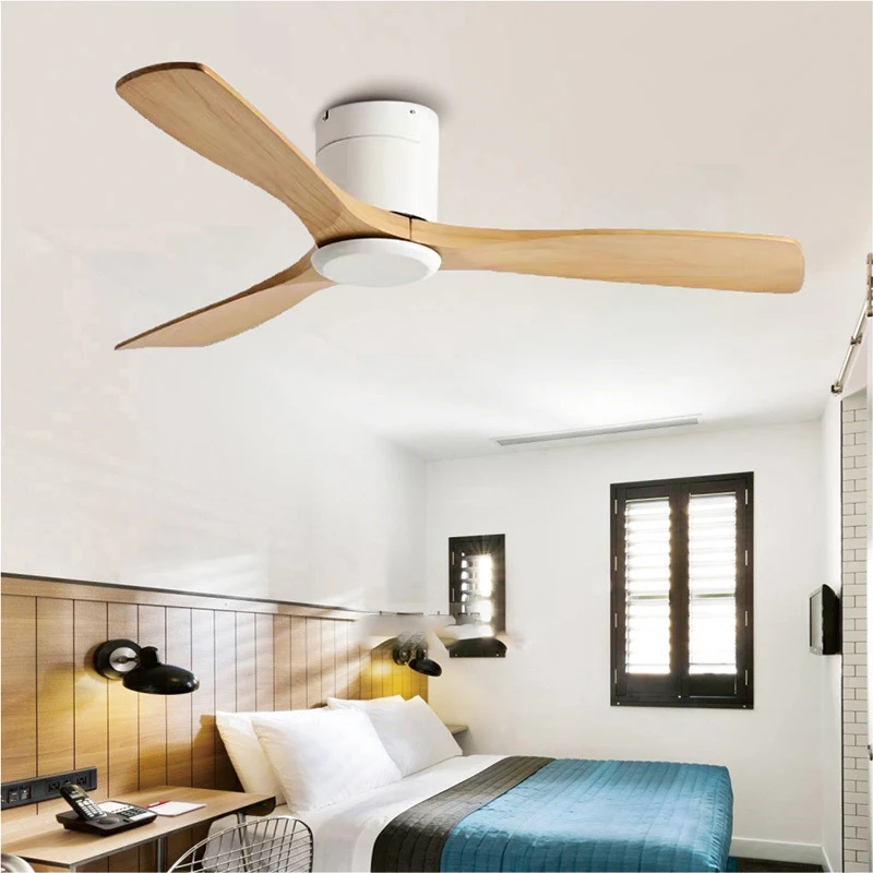 Bedroom Ceiling Fan Wood Ceiling Fans With Remote Control Ventilador De Teto For Living room  DC  Silent Fans