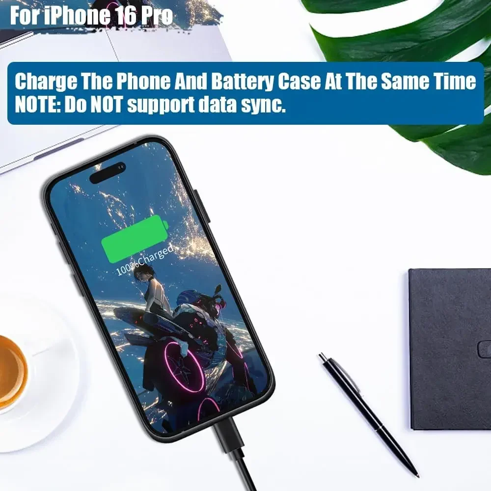 for iPhone 16 Pro Max/16 Pro/16 Plus Portable Powerbank Protective Charging Cover batterie externe Smart Battery Charger Case