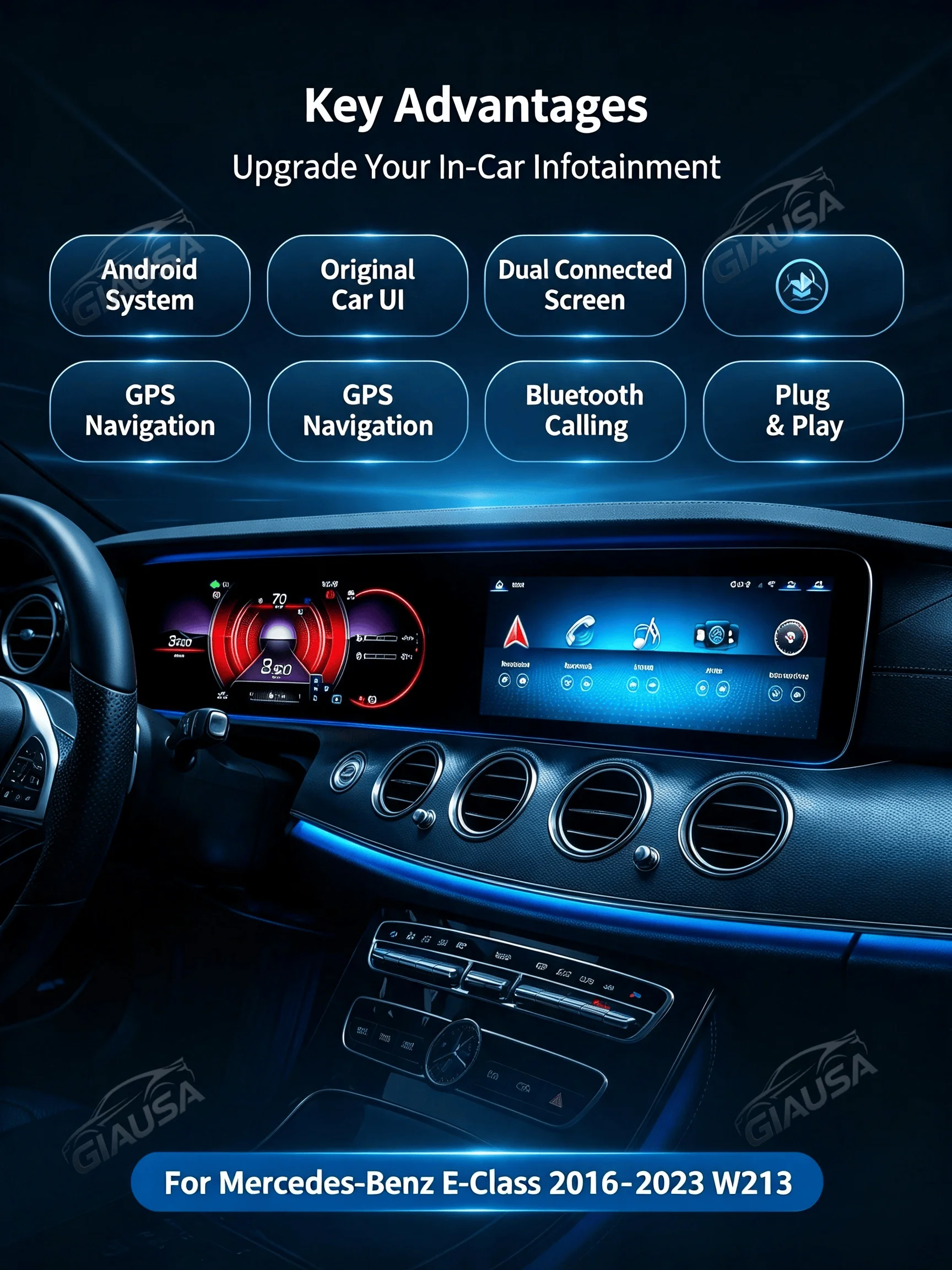 8.8 Android 14 Carplay Navigation For MERCEDES Benz C-Class 2011-2014 Auto HeadUnit Multimedia Radio QLED Car GPS Player 4G LET