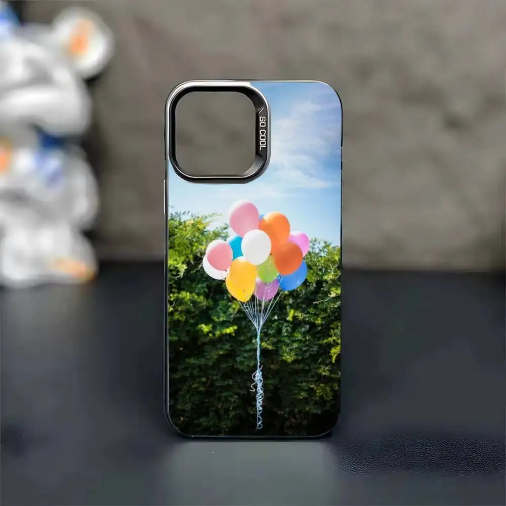 เคสโทรศัพท์ลายลูกโป่งหลากสี สำหรับ iPhone 17,16,15,14,13,12,11,Pro Max,Plus สีดำ แคนดี้ ซิลเวอร์