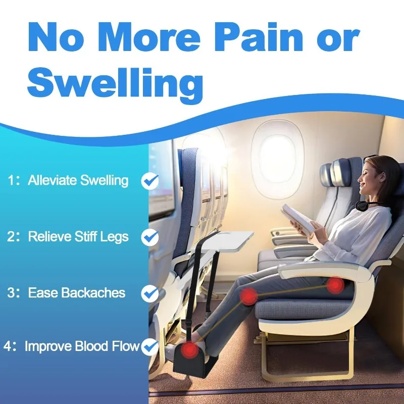 Adjustable Airplane Footrest Travel Essentials with Support Plates by Thicked Cotton Filling for Long Plane Travel Foot Leg Rest