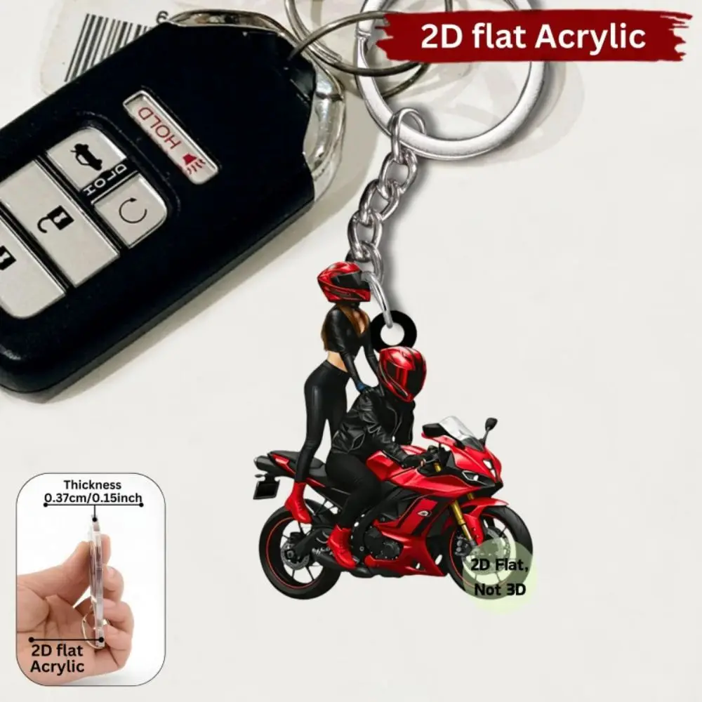 Gifts Acrylic Motorcycle Rider Keychain 2D Flat Motorcycle Rider Pattern Motorbike Keychain Bag Chain Vehicle Interior Decor