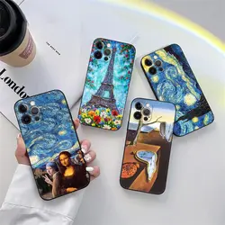 Funny Oil Painting Van Gogh Starry Night Phone Case for iPhone 11 15 Pro Max Case 14 Plus 13 Pro 12 X S XR 7 8 SE TPU Soft Cover