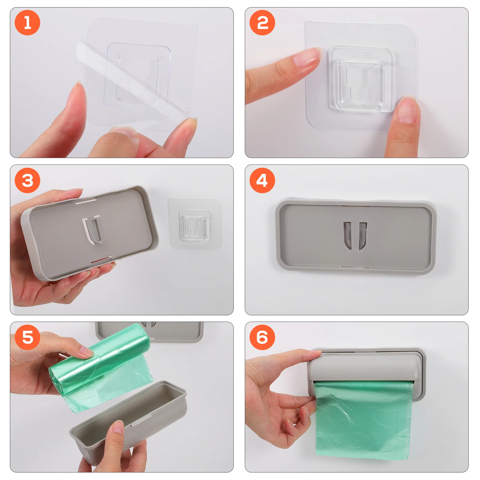 3 Pcs Wall Mount Trash Storage Box Premium PP No Punching Large Opening Adhesive Garbage Holder Plastic Bag Container