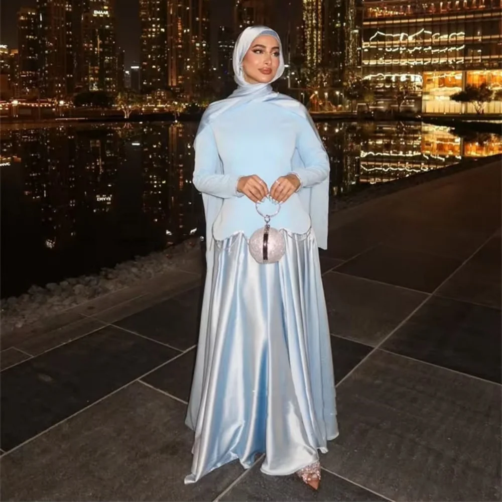 

Customized Mermaid Evening Dress Gorgeous Satin Prom Dresses Beading Formal Occasion Shining Long Sleeve Party Gown Robe Soiree