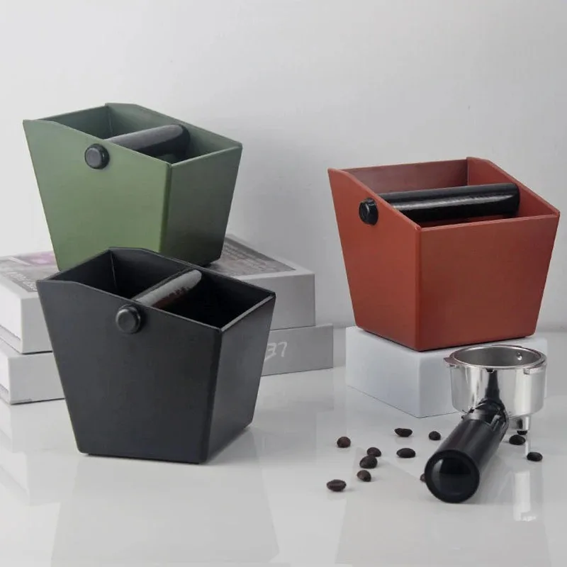 Shock-Absorbent Coffee Knock Box Anti-slip Espresso Dump Bin For Coffee Grounds with Removable Knock Bar Coffee Grind Waste Bin