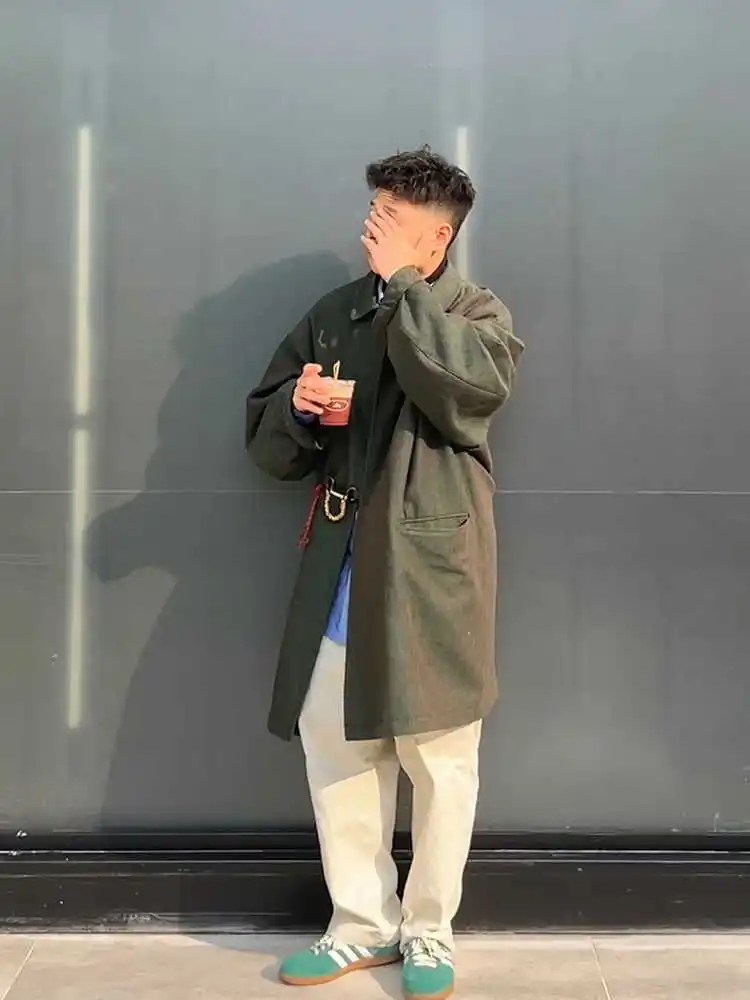 New Arrival 24AW KOLOR Abe Japanese Retro Lapel Loose Long Silhouette Trench Coat Jacket for Men