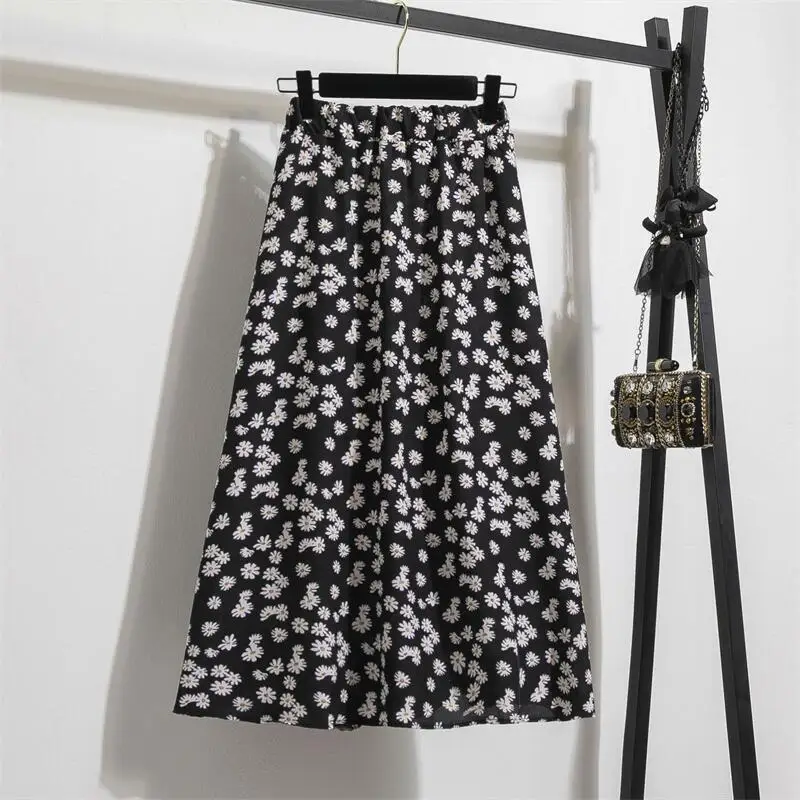 Cross-border export a-line floral skirt skirt women\'s summer new thin skirt small floral skirt half skirt long skirt summer