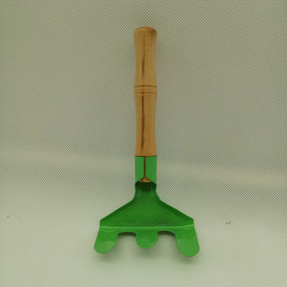 3Pcs Garden Tools Set Kids Gardening Tools Metal Sturdy Wooden Handle Safe Sized Shovel Rake Trowel Backyard Beach Fun