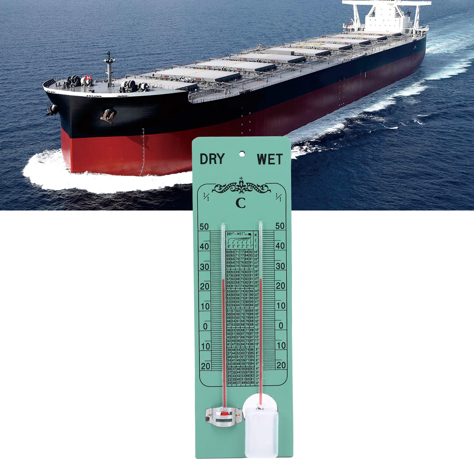 

Marine Hygrometer Psychrometer Marine Psychrometer High Accuracy Wood Plastic Composite Boat Wet Dry Bulb Thermometer Hygrometer