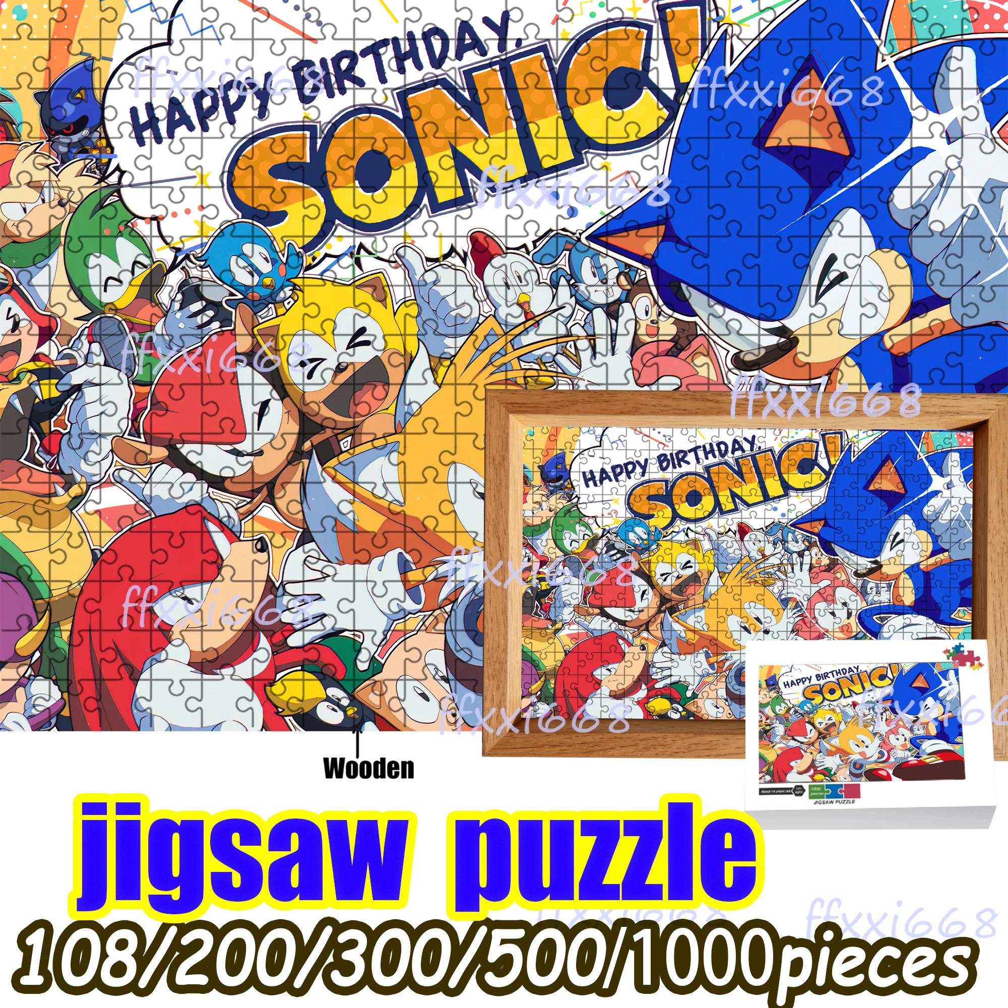 

Sonic the Hedgehog Jigsaw Puzzle 108/200/300/500/1000 Pieces Wooden Puzzle High Quality Gift Fun Birthday gift
