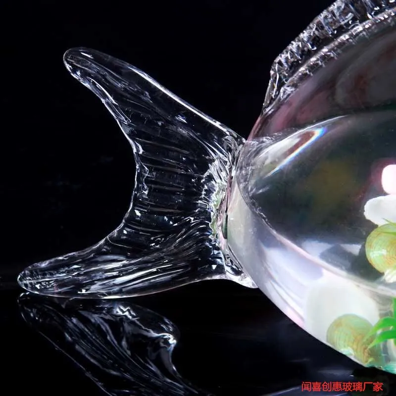 Fish glass bowl doll transparent transparent glass fish-shaped aquarium fish tank home living room decoration craft ornaments