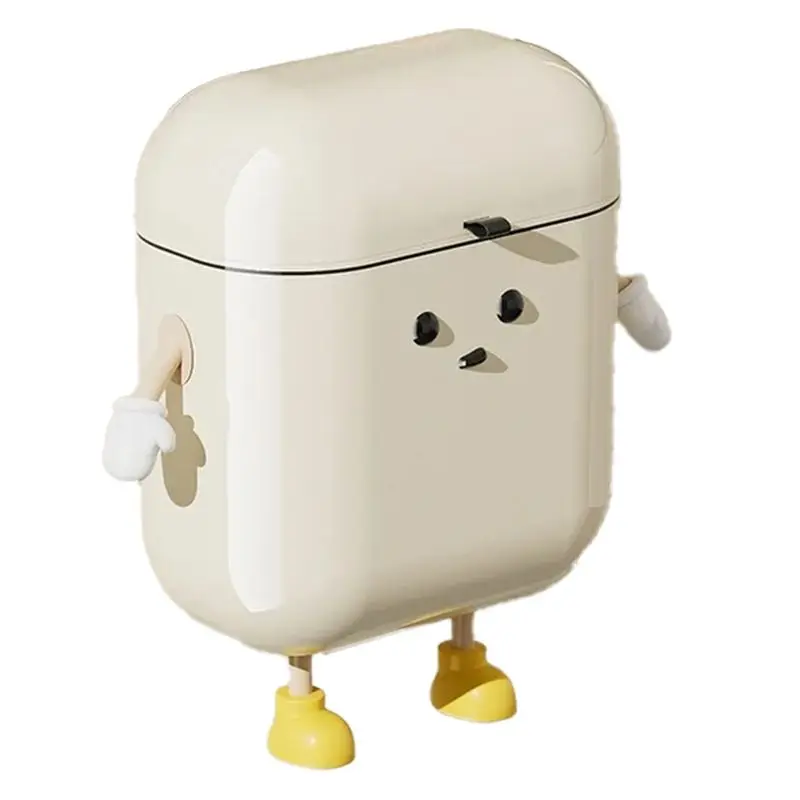 

ABMH-DIY Cream-Colored Wall-Mounted Kitchen Trash Can With Lid For Food Waste And Bathroom High Appearance Level
