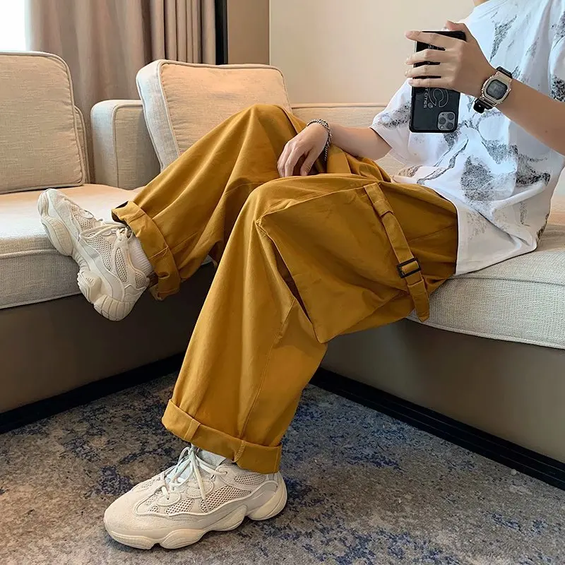 

Men Cargo Pants Wide Leg Japanese Harajuku Trendy Oversize Hip Hop Loose Trousers