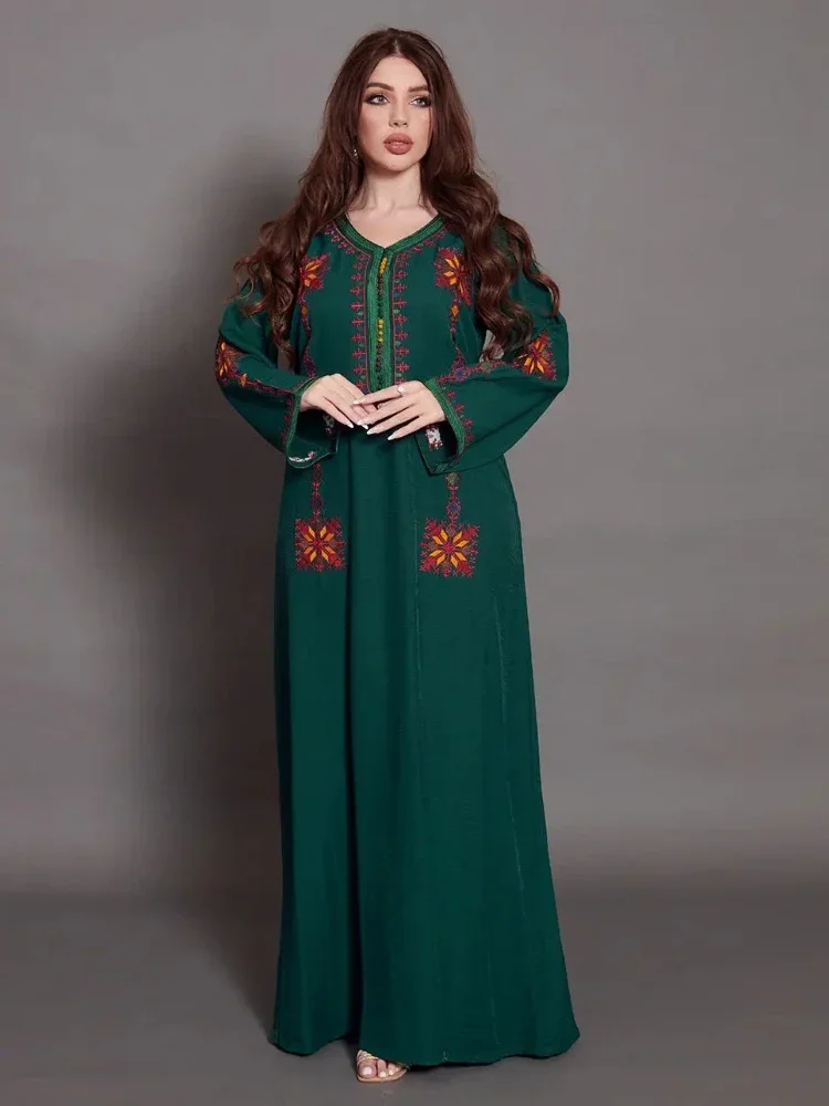 Vestido musulmán bordado elegante para mujer, Jalabiya, Abaya, Ramadán, vestido largo, Kimono, bata marroquí, caftán