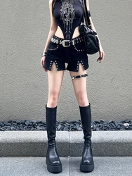 Woman Dark Academia Low Waist Trashy Y2k Denim Shorts Grunge Jean Shorts Goth Hot Pants Streetwear Sexy Gyaru Cyber Punk Kpop