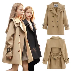 4-14 Years Girls Autumn Coats Fashion Kids Windbreaker Long Sleeve Trench Children Clothing Teens Girls Thicken Warm Outerwear