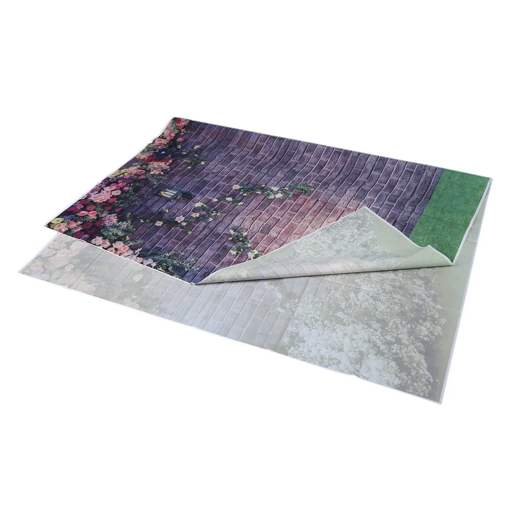 2Pcs 7X5ft Flowers Wall Photography Backdrops Brick Backdrop Spring Stuido Background-Y47A