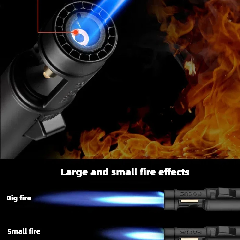 1300° BBQ Kitchen Welding Windproof Powerful Gun Lighter Refillable Metal Butane Gas Turbine Blue Flame Jet Torch Lighter