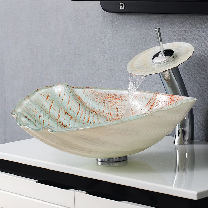 Tempered glass art washbasin, personalized Haibei countertop basin