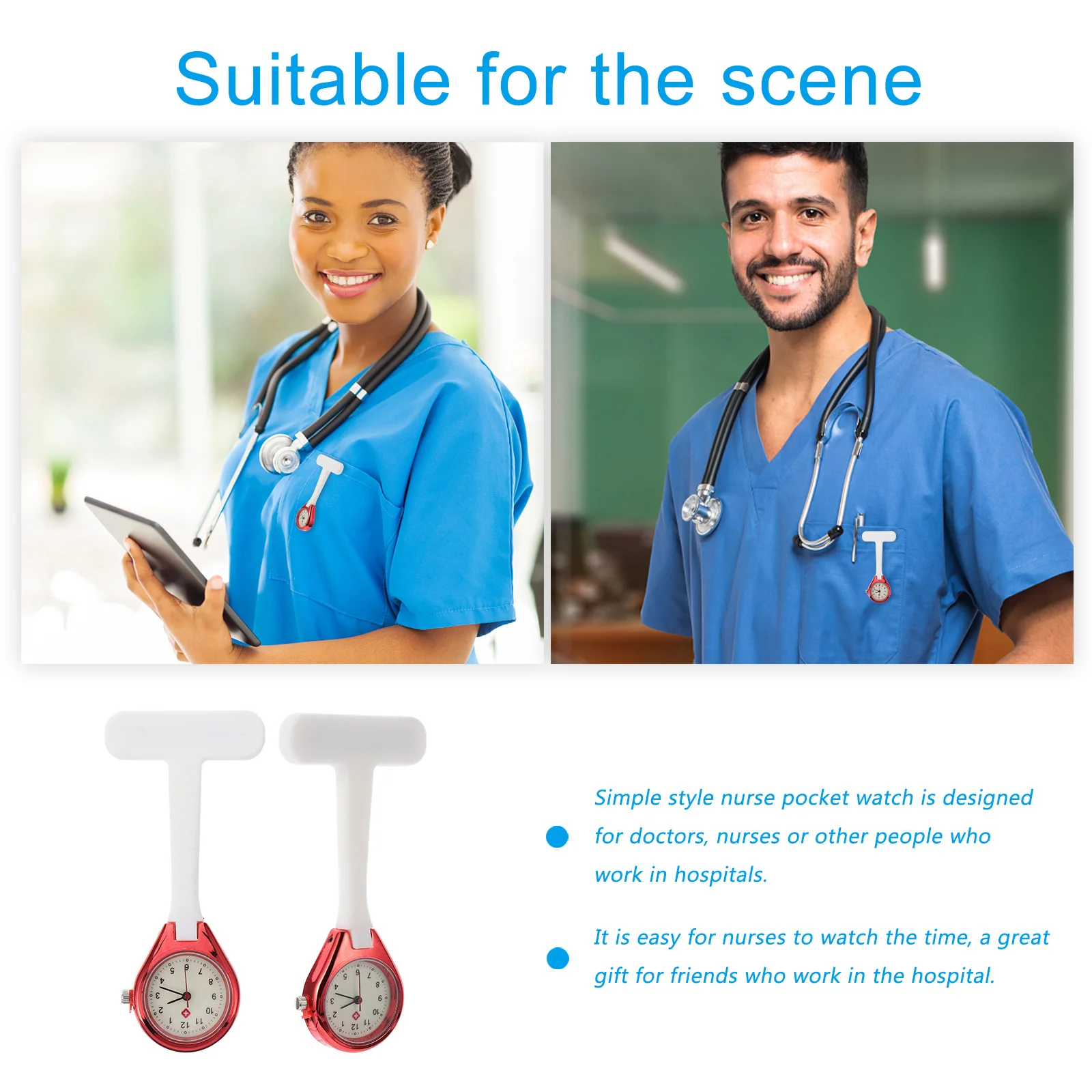 

1pc Luminous Nurse Pocket Watch Lightweight Silicone Fob Brooch Timepiece Durable Practical Hanging Women Doctor Watch Nursing